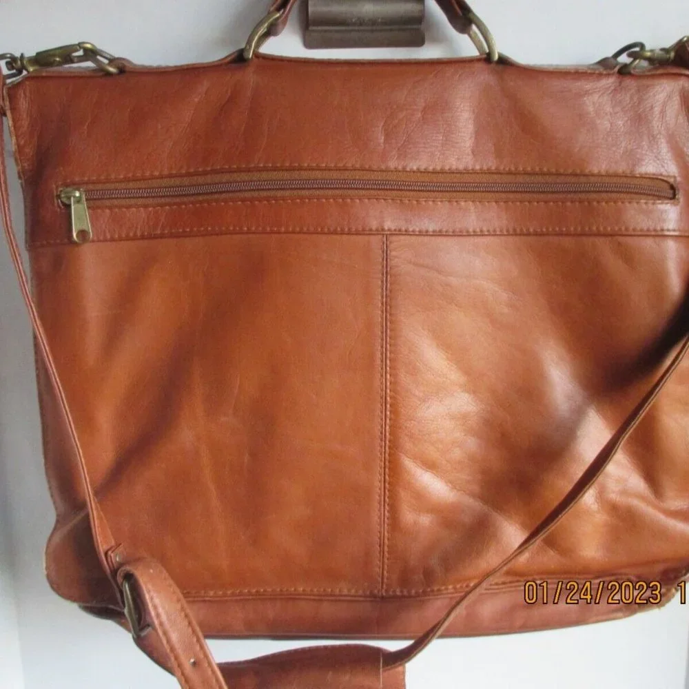 Vintage Amiet Brown Soft Leather/Over The Shoulder Briefcase/Satchel